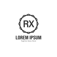 Initial RX logo template with modern frame. Minimalist RX letter logo vector illustration