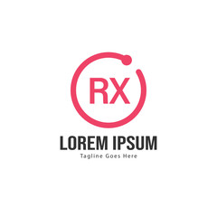 Initial RX logo template with modern frame. Minimalist RX letter logo vector illustration