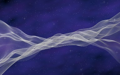 Abstract purple-blue starry background. White cyberspace grid. hi tech network. Outer space. Starry outer space texture. Deep space. Universe. 3D illustration