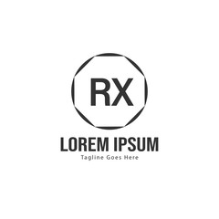 Initial RX logo template with modern frame. Minimalist RX letter logo vector illustration