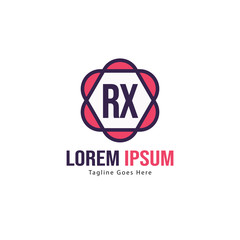 Initial RX logo template with modern frame. Minimalist RX letter logo vector illustration