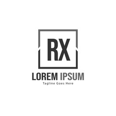 Initial RX logo template with modern frame. Minimalist RX letter logo vector illustration