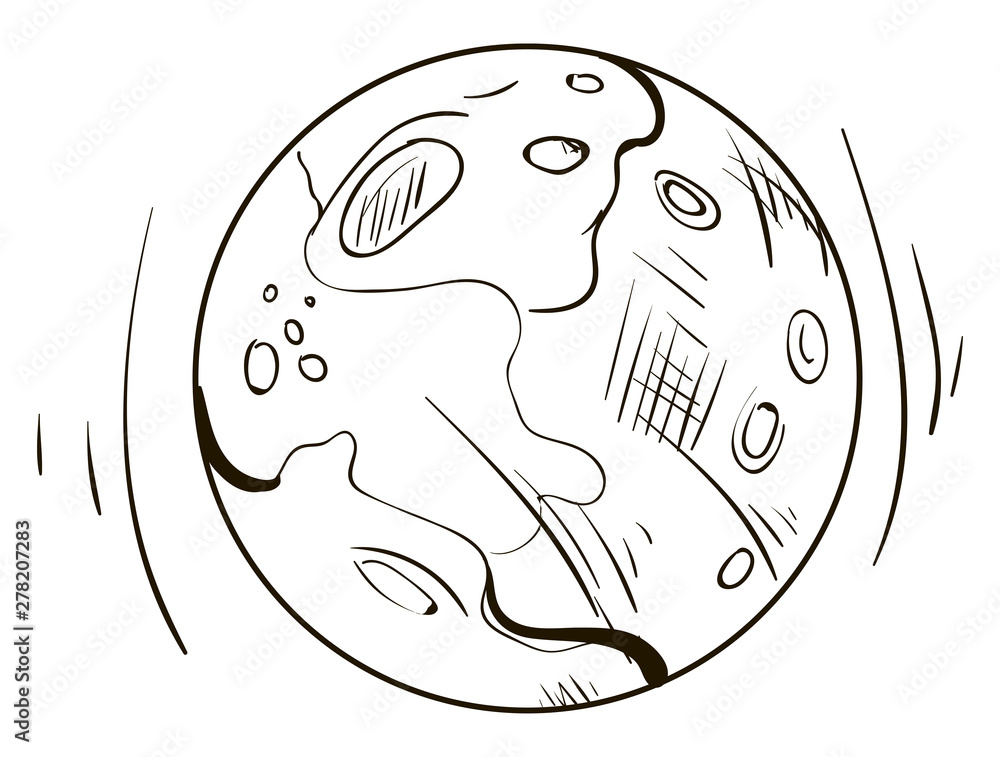 Wall mural Moon drawing, illustration, vector on white background.