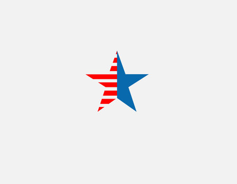 Abstract linear logo icon geometric star red blue flag of america