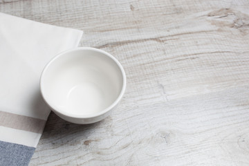 Empty clean bowl on the table.Copy space