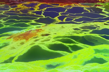 Ethiopia . Colored fumaroles of the volcano Dallol.