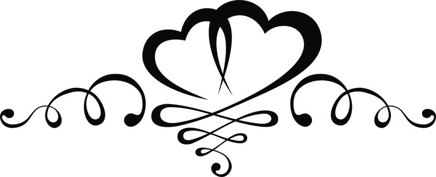 Tribal heart tattoo with curl ornament decoration