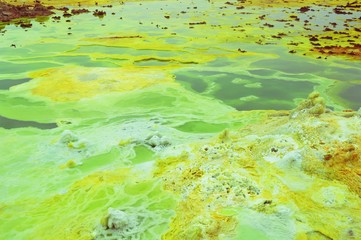 Ethiopia . Colored fumaroles of the volcano Dallol.