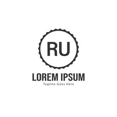 Initial RU logo template with modern frame. Minimalist RU letter logo vector illustration