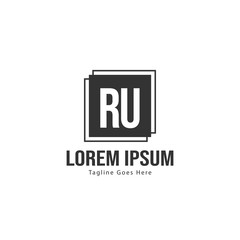 Fototapeta premium Initial RU logo template with modern frame. Minimalist RU letter logo vector illustration