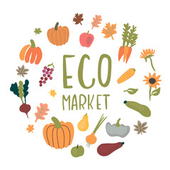 Vector circle frame for an eco market