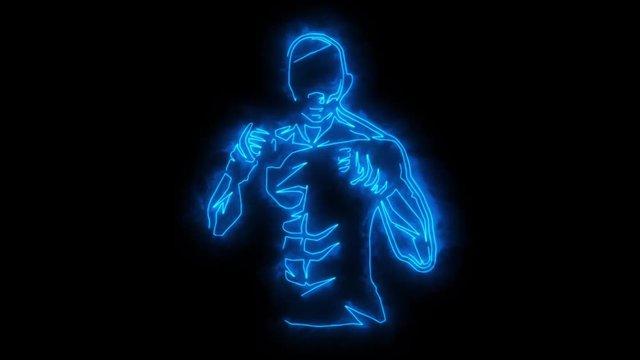 Blue Fighter Boxer Animated Logo with Reveal Effect