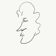 Drawing of a cartoon character with a small mustache