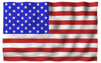 Fototapeta premium Waving flag of the United States of America. Stars and Stripes. State symbol of the USA. 3D illustration