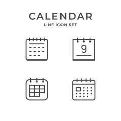 Set line icons of calendar - obrazy, fototapety, plakaty