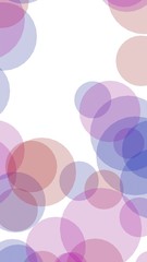 Multicolored translucent circles on a white background. Pink tones. 3D illustration