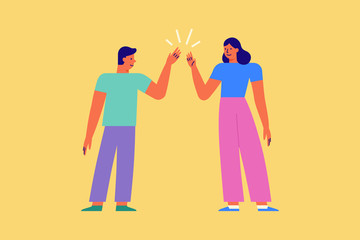 Vector illustration in flat linear style - high five gesture