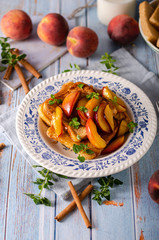French toast with caramelized peach