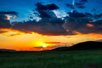 Fantastic colors of clouds at the sunset