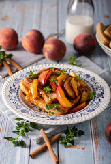 French toast with caramelized peach