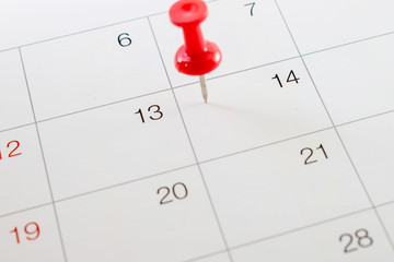 Close up, 14 February 2018 on calendar.