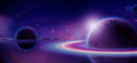 Fototapeta na wymiar Fantasy space abstract background, space and planet concept