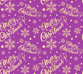 Holiday background wallpaper. Seamless pattern with text - Merry Christmas. Vector image