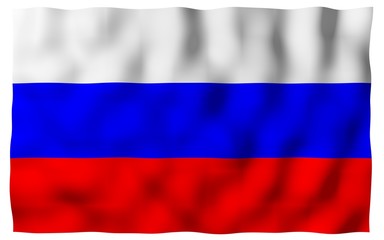 Waving flag of the Russian Federation. The National. State symbol of the Russia. 3D illustration