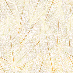 Naklejka na ściany i meble Seamless pattern with leaves. Vector illustration.