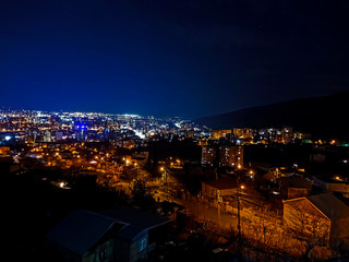 night suburban landscape of Tbilisi from a high point
