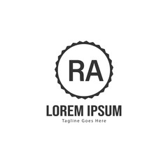 Initial RA logo template with modern frame. Minimalist RA letter logo vector illustration