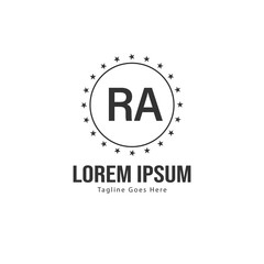 Initial RA logo template with modern frame. Minimalist RA letter logo vector illustration