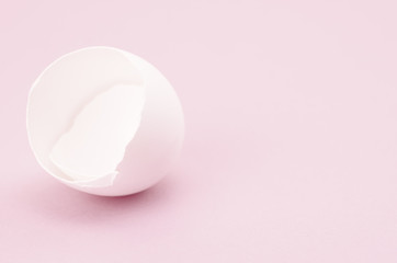 white broken egg shell on a pink surface