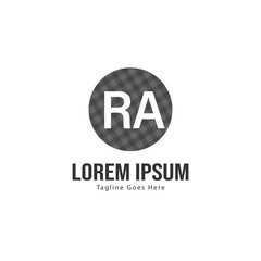 Initial RA logo template with modern frame. Minimalist RA letter logo vector illustration