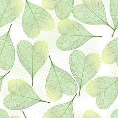 Seamless pattern with  leaves.Heart-shaped leaves.Vector illustration.
