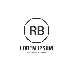 Initial RB logo template with modern frame. Minimalist RB letter logo vector illustration