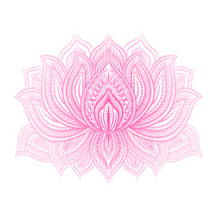 Beautiful  Lotus flower.Hand drawn doodle element. Ethnic design. Vector illustration.