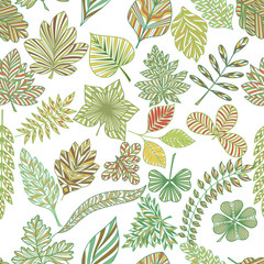 Fototapety  Seamless pattern with abstract  leaves. Vector illustration.