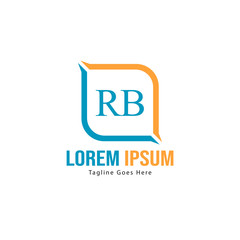 Initial RB logo template with modern frame. Minimalist RB letter logo vector illustration
