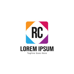 Initial RC logo template with modern frame. Minimalist RC letter logo vector illustration