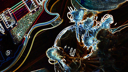 electric guitar . abstract neon light