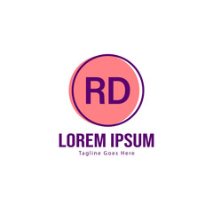 Initial RD logo template with modern frame. Minimalist RD letter logo vector illustration