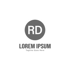 Initial RD logo template with modern frame. Minimalist RD letter logo vector illustration