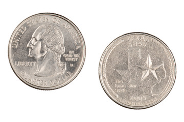 Texas 2004d State Commemorative Quarter isolated on a white background