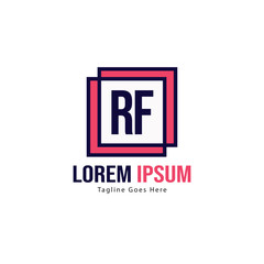 Fototapeta premium Initial RF logo template with modern frame. Minimalist RF letter logo vector illustration