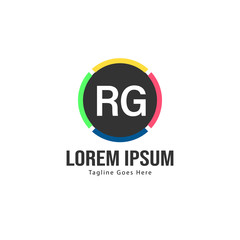 Initial RG logo template with modern frame. Minimalist RG letter logo vector illustration