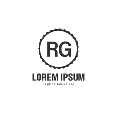 Initial RG logo template with modern frame. Minimalist RG letter logo vector illustration