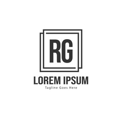 Initial RG logo template with modern frame. Minimalist RG letter logo vector illustration