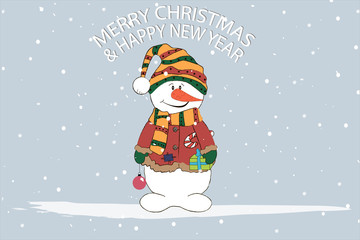 christmas card with snowman