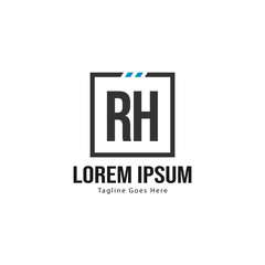 Obraz premium Initial RH logo template with modern frame. Minimalist RH letter logo vector illustration